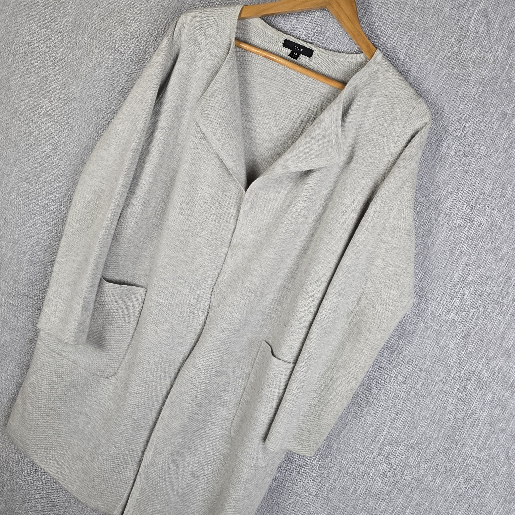J.Crew Juliette Colarless Sweater-Blazer Cotton/Poly/Wool Blend Sz Xs Gray